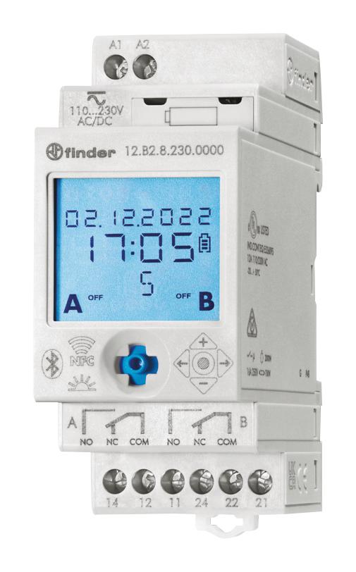 FINDER 12.B2.8.230.0000 Timeswitch, DPDT, 16 A, Digital, 12 Series