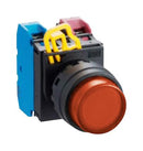 IDEC YW1L-M2E10Q4A Industrial Pushbutton Switch, YW Series, 22.3 mm, SPST-NO, Momentary, Round Raised, Amber