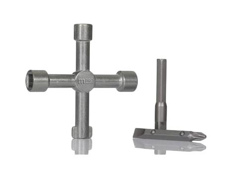 MULTICOMP PRO MP015196 Cross Key Wrench Set, 4 Way Universal Key Wrench, 1/4" Hex Shank Double End Bit, 1/4" Hex Adapter