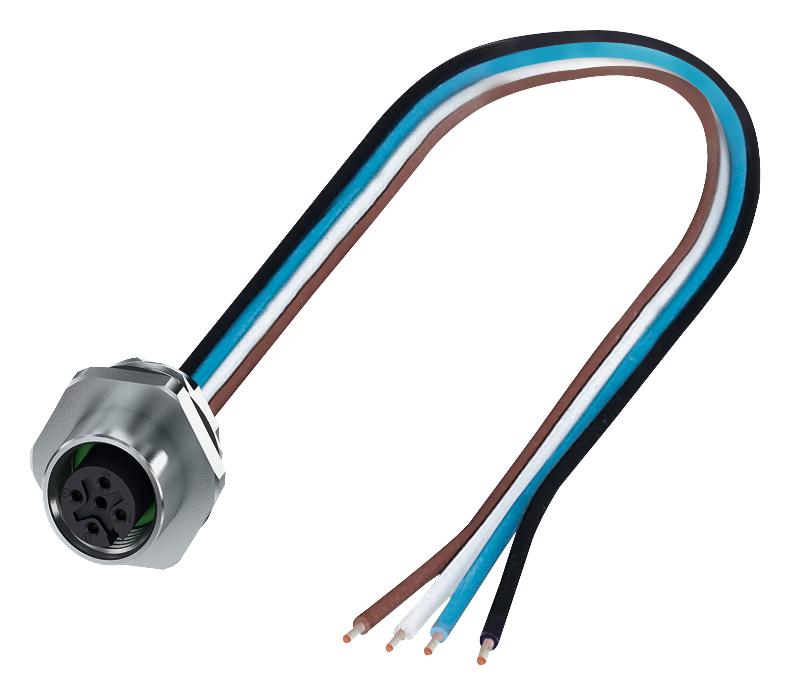 PHOENIX CONTACT 1411572 Sensor Cable, M12 Receptacle, Free End, 5 Positions, 500 mm, 19.6 " 1411572, SACC-E-M12FSB-5P-M16XL/0,5