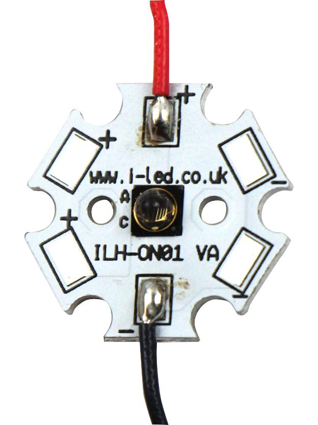 Intelligent LED Solutions ILH-7M01-85SL-SC201-WIR200 ILH-7M01-85SL-SC201-WIR200 IR Emitter Module 7 Chip 850 nm 60&deg; (&plusmn;30&deg;) Radiance Angle Star PCB M3 Holes Heatsink Mount New