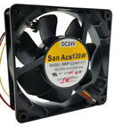 SANYO DENKI 9WP1224H1011 DC Axial Fan, 24 V, Square, 120 mm, 38 mm, Ball Bearing, 99 CFM