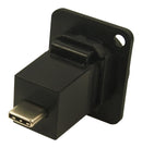 CLIFF ELECTRONIC COMPONENTS CP30211MB USB Adapter, Black Metal, Countersunk hole, USB Type C Receptacle, USB Type C Plug, FT Series