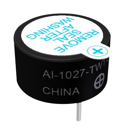PUI AUDIO AI-1027-TWT-5V-R Transducer, Audio Indicator, 2.7kHz, 3 VDC to 7 VDC, Continuous, 80 dBA, 30mA, Through Hole