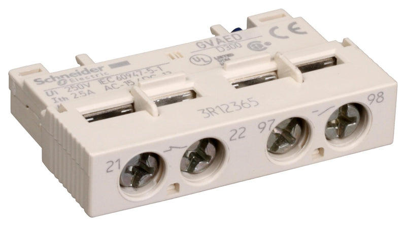 SCHNEIDER ELECTRIC GVAED011 Switch Contact Block, Schneider TeSys GV3L & GV3P Series, 5 mA, 240 V, 60 V, Screw Clamp, 2 Pole