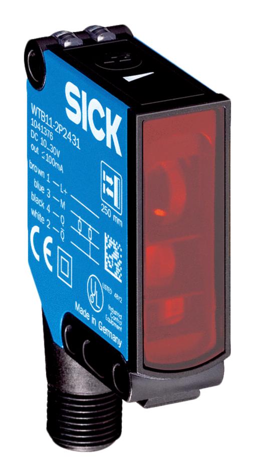 SICK WTE11-2P2432 Photoelectric Sensor, 1 m, Complementary PNP, Energetic, Proximity, 4 Pin M12 Connector, 10 to 30VDC