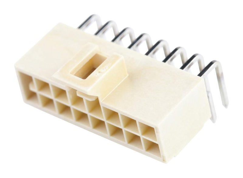 MOLEX 105314-2116 Pin Header, Power, Wire-to-Board, 2.5 mm, 2 Rows, 16 Contacts, Through Hole Right Angle