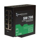 BRAINBOXES SW-708 Switch, 8 Ports, Industrial, Unmanaged Fast Ethernet, DIN Rail, RJ45 x 8, 10Mbps, 100Mbps