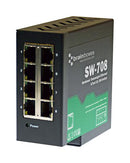 BRAINBOXES SW-708 Switch, 8 Ports, Industrial, Unmanaged Fast Ethernet, DIN Rail, RJ45 x 8, 10Mbps, 100Mbps