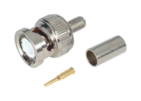 L-COM BAC836A-58 RF / Coaxial Connector, BNC Coaxial, Straight Plug, Crimp, 50 ohm, RG58, Brass