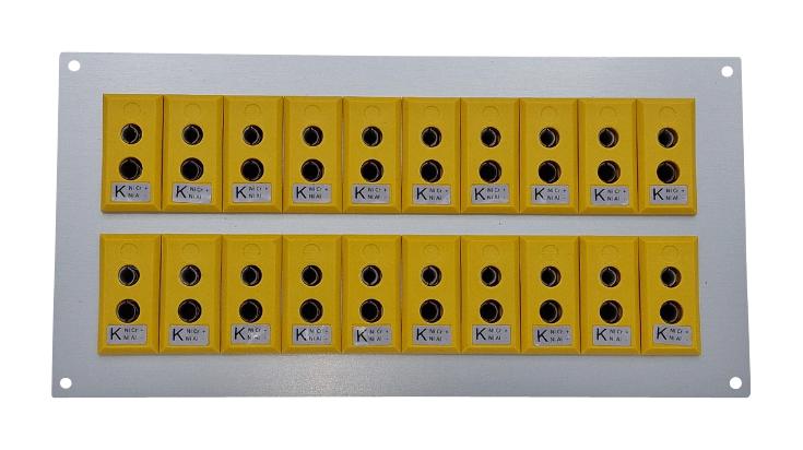 LABFACILITY AS-K-FF + FSP-20 Thermocouple Connector, 111 x 221mm Panel, Standard, K, Socket, 20Way, Yellow, ANSI, Fascia Mount