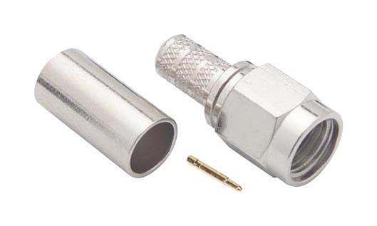 L-COM BAC03 RF / Coaxial Connector, SMA Coaxial, Straight Plug, Crimp, 50 ohm, RG58U, Brass