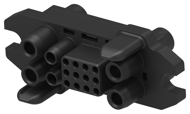 TE CONNECTIVITY T2100182201-000 Heavy Duty Connector, 12S+6P, Insert, 18 Contacts, Receptacle, Crimp Socket - Contacts Not Supplied