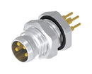AMPHENOL CONEC 42-01108 Sensor Connector, M8, Male, 4 Positions, PCB Pin, Straight Panel Mount