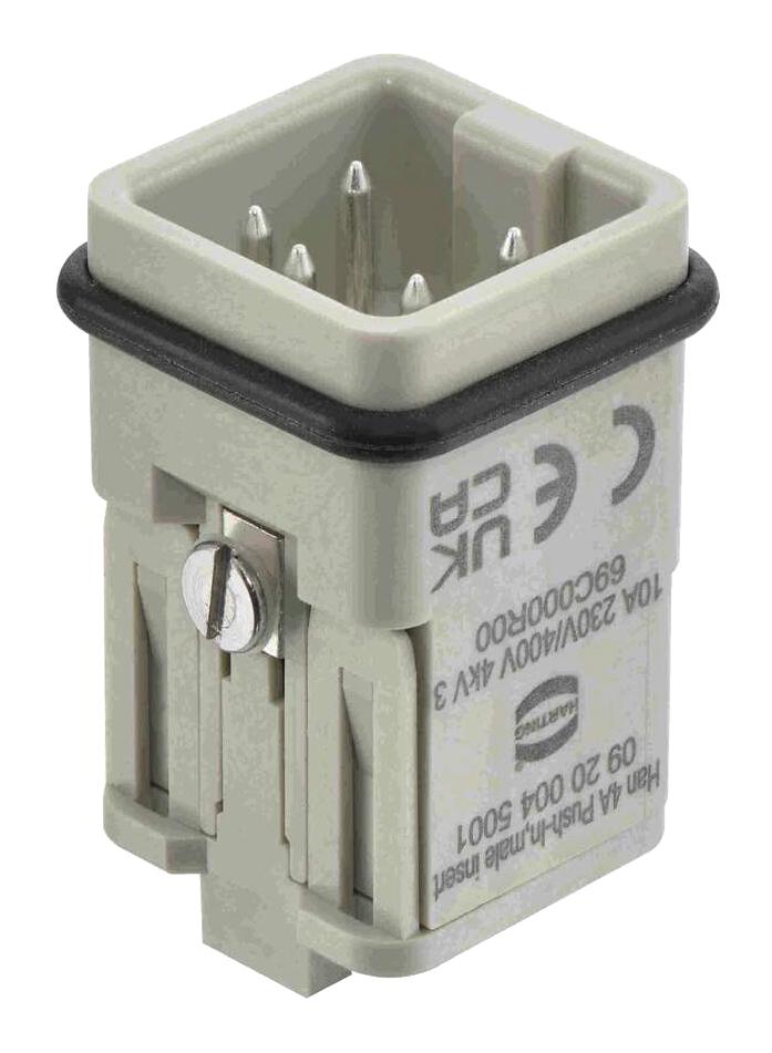 HARTING 9200045001 HEAVY DUTY INSERT, PLUG, 4POS, SIZE 4A