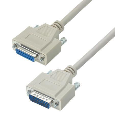 L-COM CRMN15MF-15 Computer Cable, D Subminiature Plug, 15 Way, D Subminiature Socket, 15 Way, 15 ft, 4.6 m