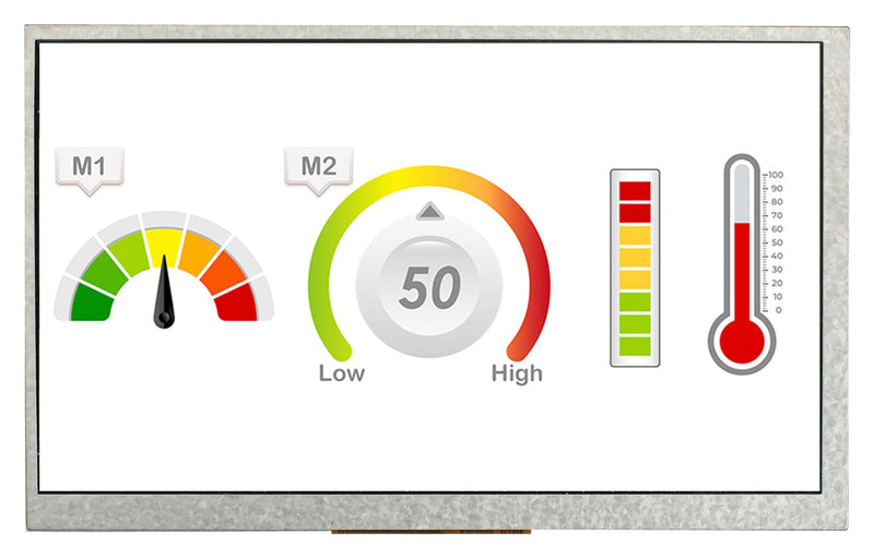 MIDAS DISPLAYS MDT0700JIH-HDMI TFT LCD, 7 ", 1024 x 600 Pixels, Landscape, RGB, 5V