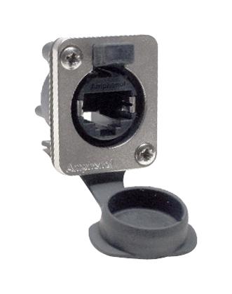 AMPHENOL SINE/TUCHEL RJXS8FG5VB Modular Connector, PCB, RJ45 Jack, 1 x 1 (Port), 8P8C, Cat5e, IP54, Panel Mount