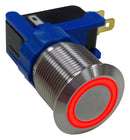 MULTICOMP PRO MP-PB7-06LB22FFRR12V Vandal Resistant Switch, 0.748 ", SPDT, On-On, Round Flat, Natural