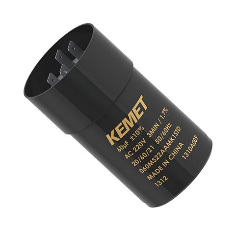 Kemet 060MS26ACMA1STD 060MS26ACMA1STD Electrolytic Capacitor Motor Start 60 &Acirc;&micro;F 260 VAC 0% +25% Snap-In 500 Hours @ 60&deg;C