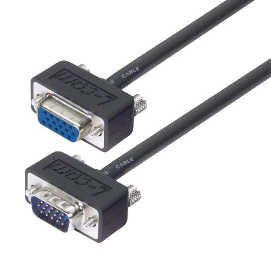 L-COM CTL3VGAMF-25T Computer Cable, HD-15 Plug, HD-15 Receptacle, 25 ft, 7.6 m, Black, CTL3VGAMF-T Series