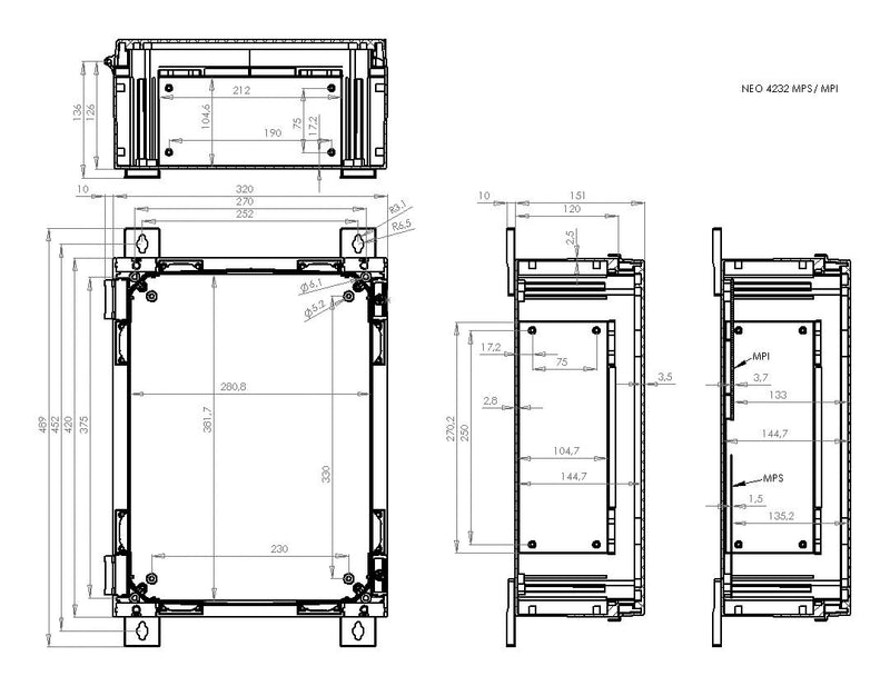 FIBOX NEO ABS 423215 G Plastic Enclosure, Hinged, Multipurpose, ABS, 420 mm, 320 mm, 150 mm, IK08, IP66, IP67