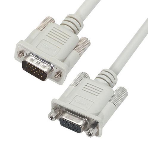 L-COM CS2H15MF-15 Computer Cable, HD-15 Plug, HD-15 Receptacle, 15 ft, 4.6 m, Light Grey, CS2H15MF Series