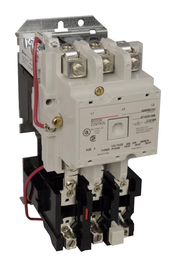 EATON CUTLER HAMMER A200M2CACD MOTOR STARTER, 3-PHASE, 25HP, 600VAC/45A