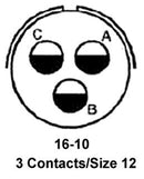 ITT CANNON MS3106F16-10S Circular Connector, MIL-DTL-5015 Series, MS3106 Series, Straight Plug, 3 Contacts, Solder Socket