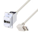 L-COM U2A00007-12I USB Cable, Bulkhead Adapter, Type A Receptacle to 90&deg; Type A Plug, 304.8 mm, 12 ", USB 2.0