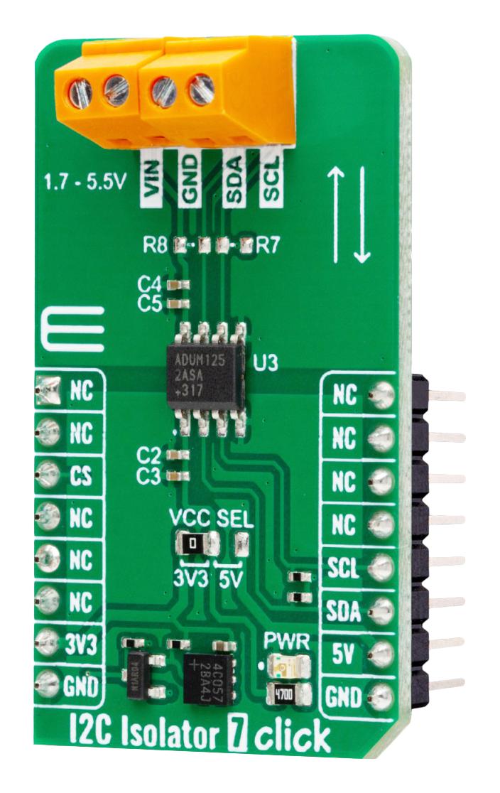 MIKROELEKTRONIKA MIKROE-5943 Add-On Board, I2C Isolator 7 Click, MikroE mikroBUS Compatible Development Boards