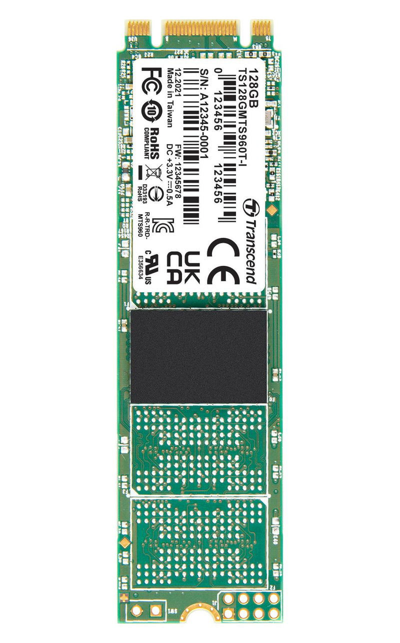 TRANSCEND TS128GMTS960TI-VS1 SSD, Internal, M.2 2280, SATA 6 Gb/s (SATA III), 128 GB, 3D NAND