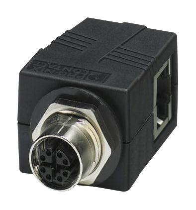 PHOENIX CONTACT 1404548 Connector Adapter, IP65/67, 10Gbps, Right Angle, X-coded, M12, 8 Ways, Plug, RJ45, 8 Ways, Jack 1404548, VS-BH-M12FSX-10G-RJ45/90
