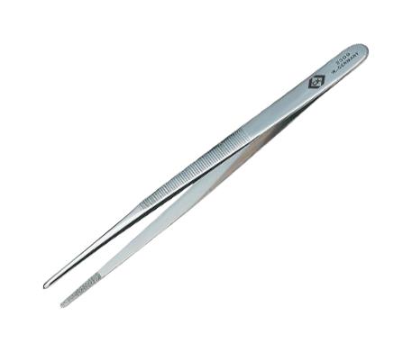 CK TOOLS T2309 Tweezer, Universal, Precision, Straight/Blunt Tip, 140mm OAL, 2mm Tip, Polished Nickel, Carbon Steel