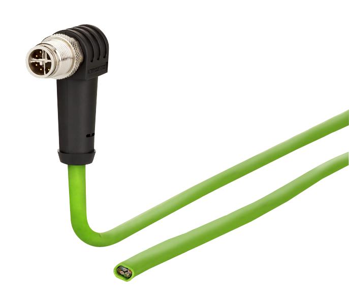 METZ CONNECT 142M2XC0050 Sensor Cable, 90&deg; M12 Plug, Free End, 8 Positions, 5 m, 16.4 ft