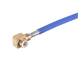 HUBER+SUHNER 16"MMBX-50-2-4/111"NE RF / Coaxial Connector, MMBX Coaxial, Right Angle Plug, Solder, 50 ohm, Multiflex 86