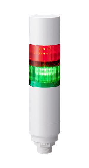 PATLITE LR6-202W5BW-RG Signal Tower, 2 Tier, Green/Red, 88 dB, 5 Pin M12 Connector, 4Tone, 24VDC, IP65, Off White