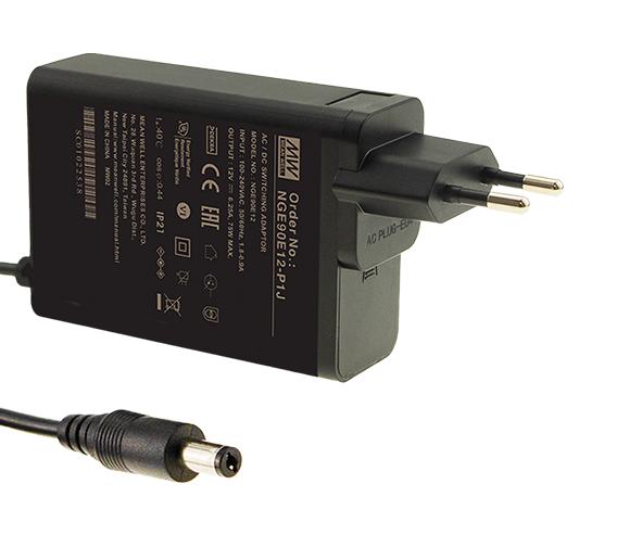 MEAN WELL NGE90E24-P1J AC/DC Power Supply, ITE, Industrial, Household, Medical, 1 Output, 90 W, 24 V, 3.75 A