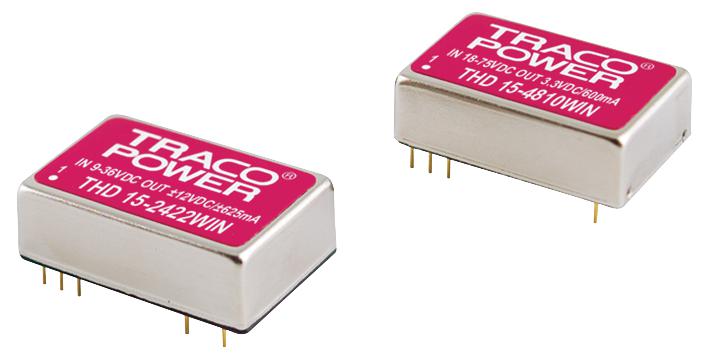 TRACO POWER THD 15-2412WIN Isolated Through Hole DC/DC Converter, ITE, DIP, 4:1, 15 W, 1 Output, 12 V