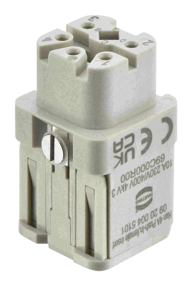 HARTING 9200045101 HEAVY DUTY INSERT, RCPT, 4POS, SIZE 4A