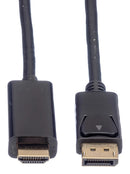 ROLINE 11.04.5788 Audio / Video Cable Assembly, DisplayPort Plug, HDMI Plug, 16.4 ft, 5 m, Black