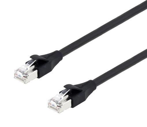 L-COM TRD855HFB-2M Ethernet Cable, Cat5e, RJ45 Plug to RJ45 Plug, UTP (Unshielded Twisted Pair), Black, 2 m, 6.6 ft
