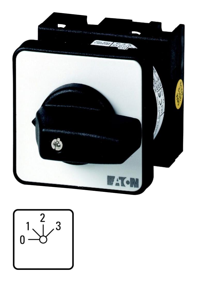 EATON MOELLER T0-2-171/E Rotary Switch, Step, 4 Position, 1 Pole, 45 &deg;, 20 A, 690 V, T0 Series