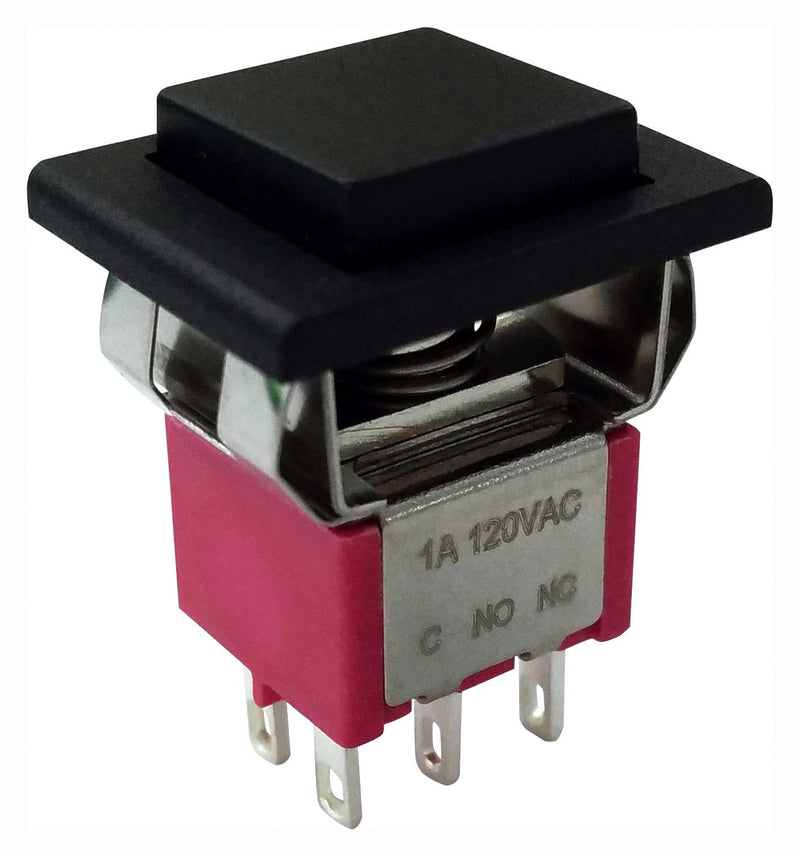 MULTICOMP PRO MP-PB8-BE221QE-1 Pushbutton Switch, DPDT, On-(Off), Square, Black