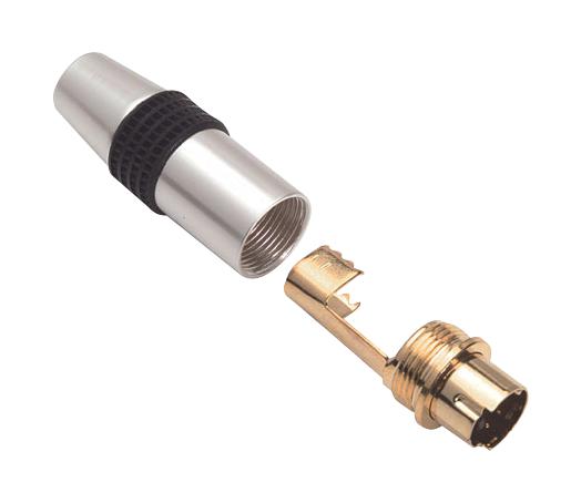 L-COM BAC-MD4M DIN Audio / Video Connector, 4 Contacts, Plug, Cable Mount, Solder, Gold Plated Contacts