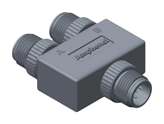 AMPHENOL LTW SS-050505-MMM-YS001 Sensor Splitter, Y - Style, Cable Mount, 5 Position M12 Plug, 2 x 5 Position M12 Plug, Black