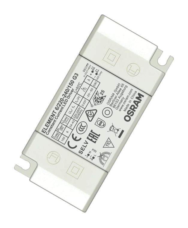 OSRAM ELEMENT-6/220-240/150-G3 LED Driver, Non Dimmable, LED Lighting, 6.3 W, 42 V, 150 mA, Constant Current, 198 V