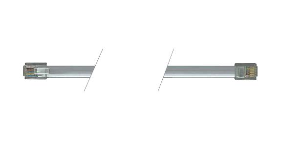 L-COM TDC207 Modular Cable, Telephone, Flat, Grey, RJ11 Plug to RJ11 Plug, 2.1 m