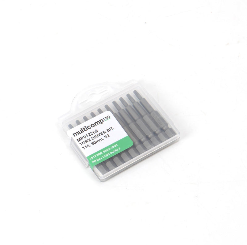 MULTICOMP PRO MP012269 Torx Bit, 10 Pieces of Torx Driver Bits, T10, 50mm, S2