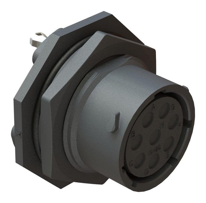 AMPHENOL SINE/TUCHEL RTS714ND12S0332 Circular Connector, ecomate Aquarius Series, Jam Nut Receptacle, 12 Contacts, PCB Socket